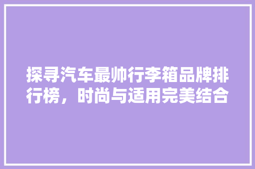 探寻汽车最帅行李箱品牌排行榜，时尚与适用完美结合的艺术品