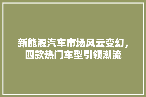 新能源汽车市场风云变幻，四款热门车型引领潮流