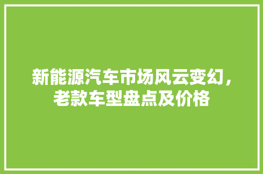 新能源汽车市场风云变幻，老款车型盘点及价格