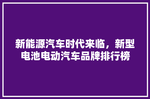 新能源汽车时代来临，新型电池电动汽车品牌排行榜  第1张