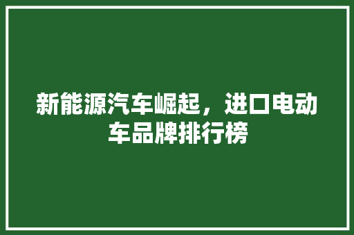 新能源汽车崛起，进口电动车品牌排行榜