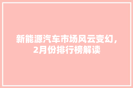 新能源汽车市场风云变幻，2月份排行榜解读