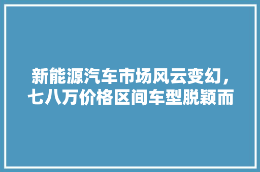 新能源汽车市场风云变幻，七八万价格区间车型脱颖而出