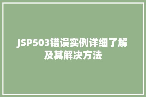 JSP503错误实例详细了解及其解决方法  第1张