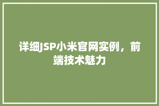 详细JSP小米官网实例,前端技术魅力
