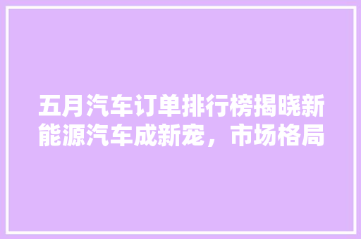 五月汽车订单排行榜揭晓新能源汽车成新宠，市场格局再起风云