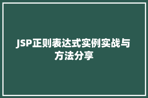 JSP正则表达式实例实战与方法分享