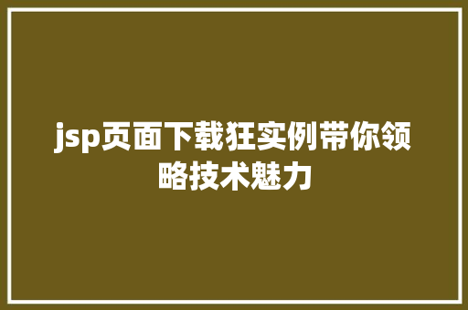 jsp页面下载狂实例带你领略技术魅力