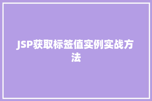 JSP获取标签值实例实战方法