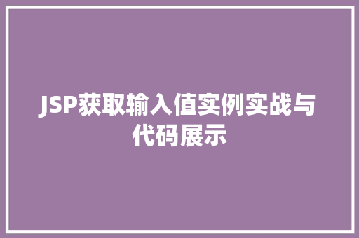 JSP获取输入值实例实战与代码展示