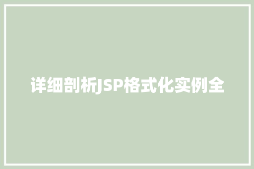 详细剖析JSP格式化实例全