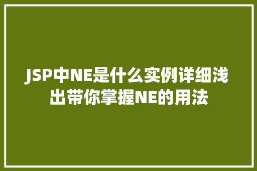 JSP中NE是什么实例详细浅出带你掌握NE的用法