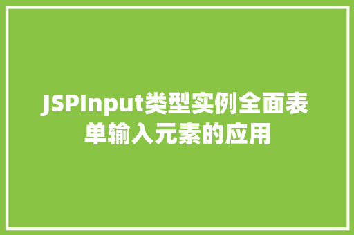 JSPInput类型实例全面表单输入元素的应用