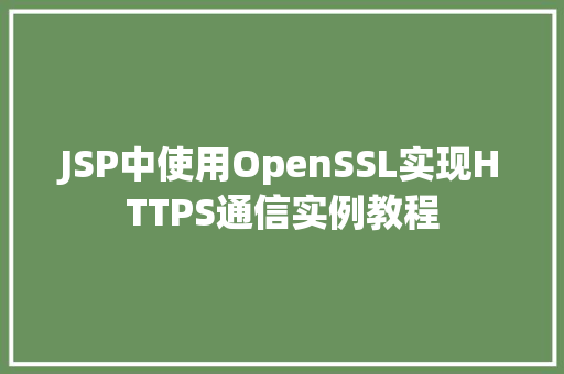 JSP中使用OpenSSL实现HTTPS通信实例教程