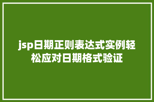 jsp日期正则表达式实例轻松应对日期格式验证  第1张