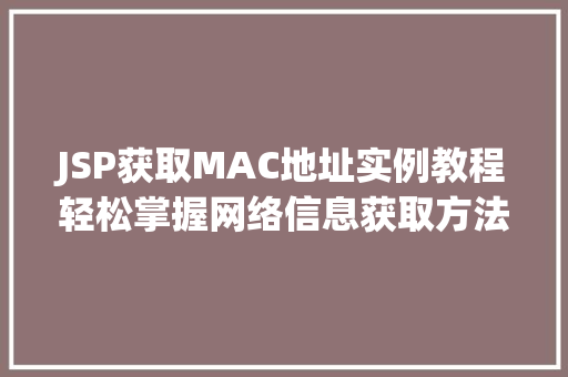 JSP获取MAC地址实例教程轻松掌握网络信息获取方法 第1张 JSP获取MAC地址实例教程轻松掌握网络信息获取方法 第1张