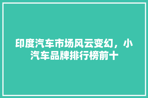 印度汽车市场风云变幻，小汽车品牌排行榜前十