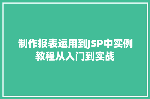 制作报表运用到JSP中实例教程从入门到实战