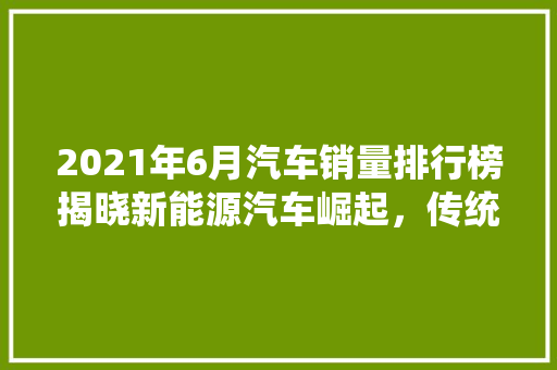 2021年6月汽车销量排行榜揭晓新能源汽车崛起，传统车企面临挑战