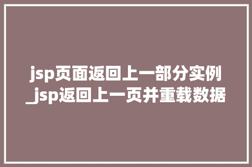 jsp页面返回上一部分实例_jsp返回上一页并重载数据  第1张