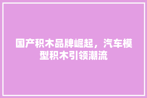 国产积木品牌崛起，汽车模型积木引领潮流