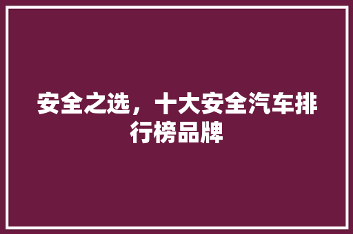 安全之选，十大安全汽车排行榜品牌