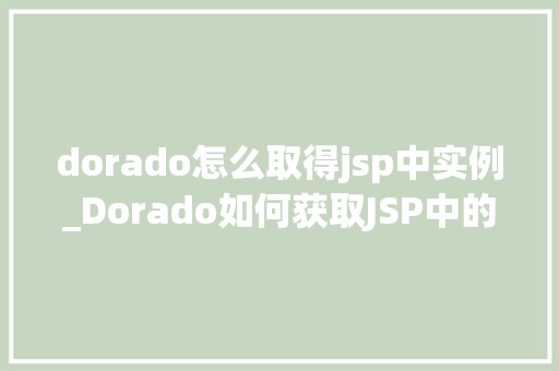 dorado怎么取得jsp中实例_Dorado如何获取JSP中的实例全面与实操指南